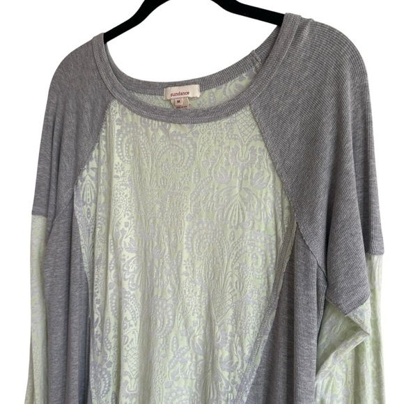 Sundance Burnout Ribbed Casual Long Sleeve Knit Top, Size M - Picture 2 of 6